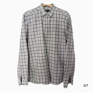 Salvatore Ferragamo Black and White Plaid Casual Button-Down Shirt. LIKE NEW